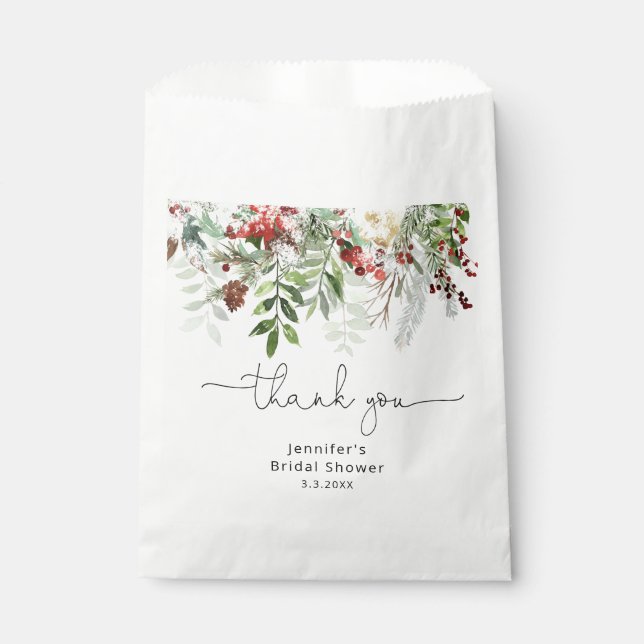 Sachets En Papier À feuillage persistant élégante douche nuptiale me (Devant)