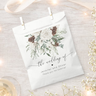 Sachets En Papier À feuillage persistant mariage d'hiver