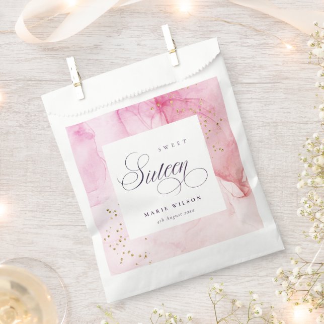 Sachets En Papier Abstrait Pastel rose pourpre doux 16 Anniversaire (Coupé)