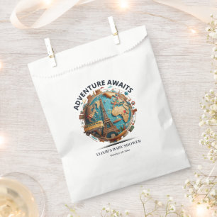Sachets En Papier Adventure Await Modern Globe Baby shower