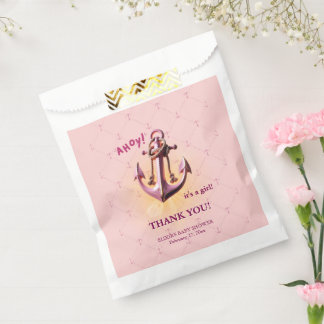 Sachets En Papier Ahoy rose moderne ! Ancre Baby shower nautique