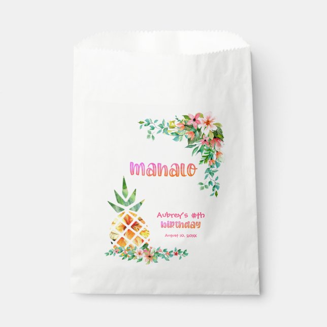 Sachets En Papier Aiguille tropicale MAHALO Tout Merci d'anniversair (Devant)