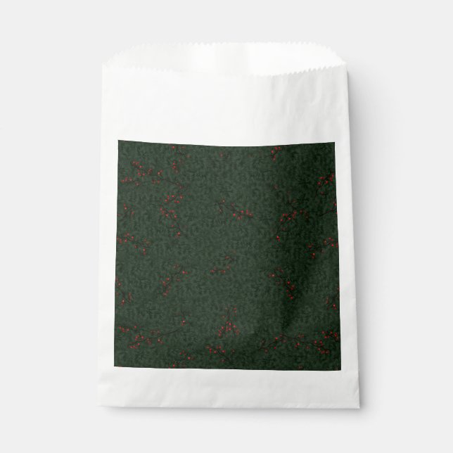Sachets En Papier Aiguilles Motifs de Noël et baies rouges (Devant)