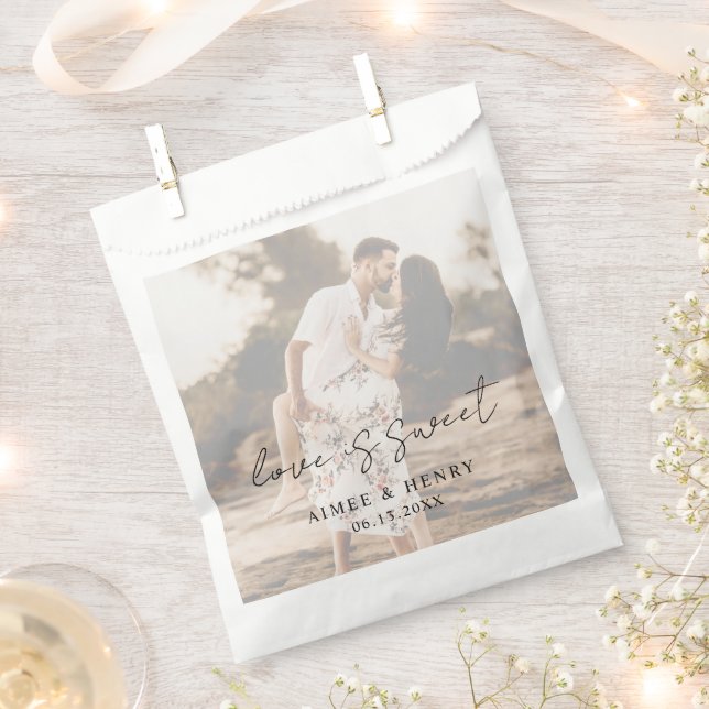 Sachets En Papier Aimee Rustic Script Mariage moderne (Coupé)