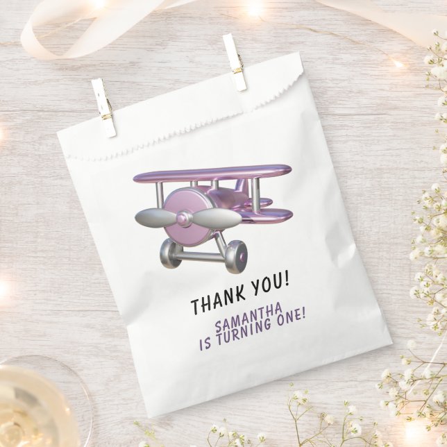 Sachets En Papier Airplane First Birthday Thank you (Coupé)