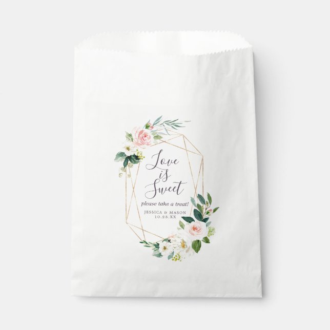 Sachets En Papier Airy Blush Wedding Favor Sac Amour est doux (Devant)