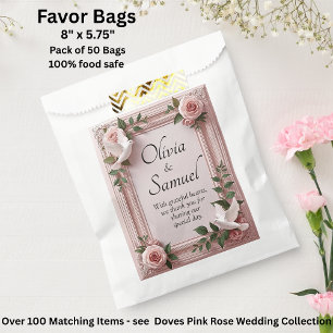 Sachets En Papier Ajouter Noms, & Message, Roses Roses & Mariage Col