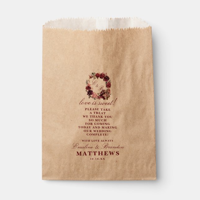 Sachets En Papier Alice au pays des merveilles L'amour Mariage est u (Devant)