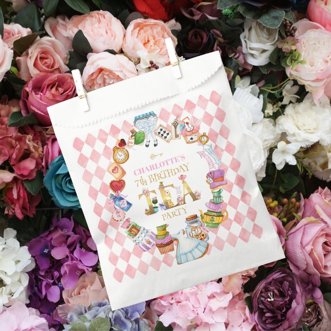 Sachets En Papier Alice au Pays des Merveilles Rose 7ème Anniversair (Créateur téléchargé)