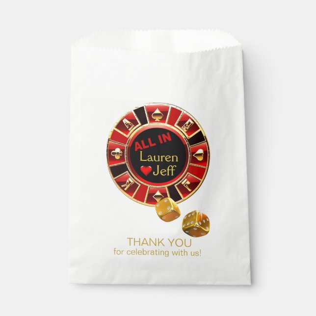 Sachets En Papier All In Casino Chip Las Vegas Style Mariage (Devant)