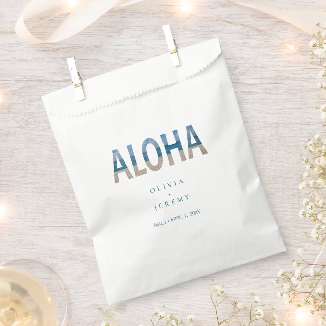 Sachets En Papier Aloha Hawaii Beach Destination Tropicale Mariage (Coupé)