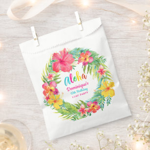 Sachets En Papier Aloha Hibiscus Tropical Luau Anniversaire