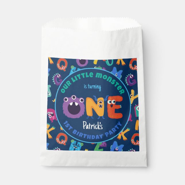 Sachets En Papier Alphabet Monstres 1er anniversaire Notre petit mon (Devant)