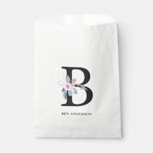 SACHETS EN PAPIER ALPHABÈTES FLORAUX BLEUS DOUX NOM LETTRE B