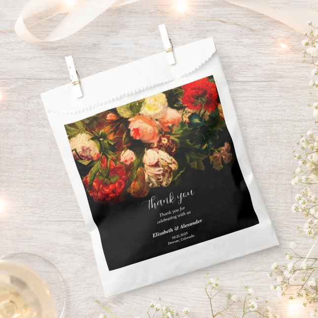Sachets En Papier Ambiance romantique foncé élégant mariage floral (Coupé)