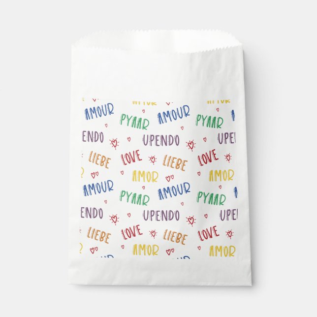 Sachets En Papier Amour dans plusieurs langues Rainbow Favoriser Sac (Devant)