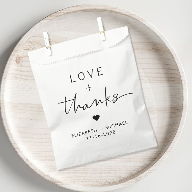 Sachets En Papier Amour Et Merci Mariage (Créateur téléchargé)