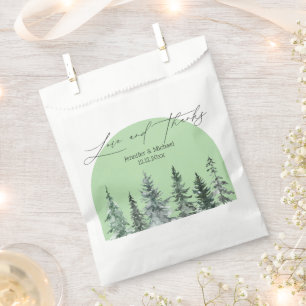 Sachets En Papier amour et merci, mariage d'arc des pins d'hiver