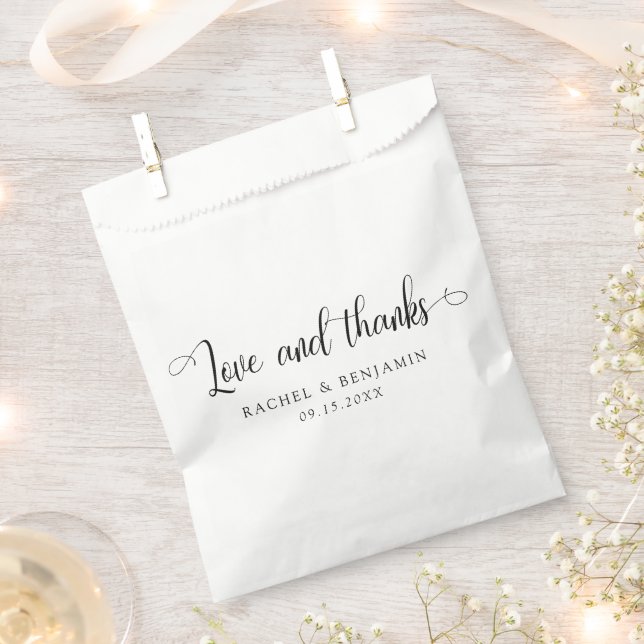 Sachets En Papier Amour et remerciements Minimal Mariage Élégant Sim (Coupé)