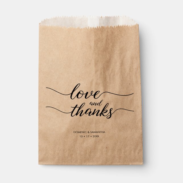 Sachets En Papier Amour personnalisé et merci Mariage de script trai (Devant)