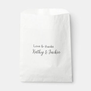 Sachets En Papier Amour & remerciements couple nom mariage simple mi