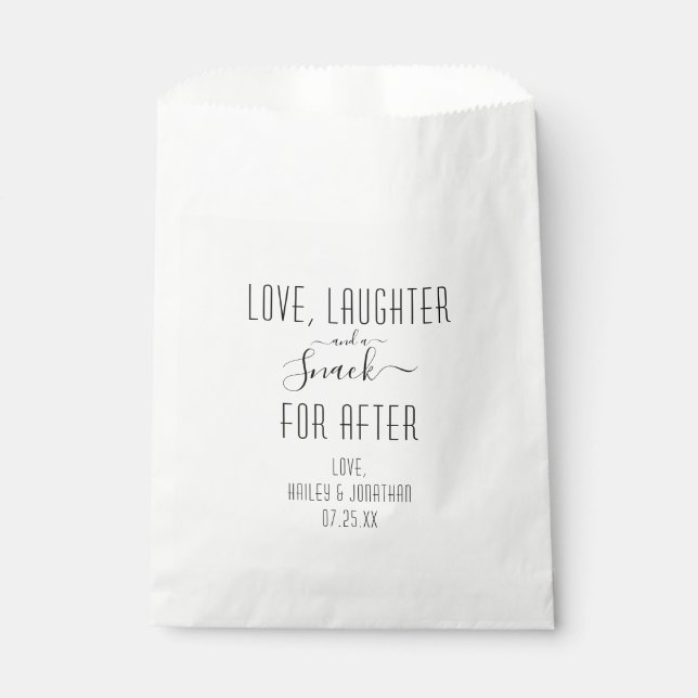 Sachets En Papier Amour, rire et un snack pour après-midi (Devant)
