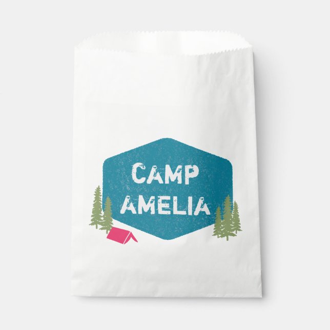 Sachets En Papier Amusant Unique Personnalisé Camp Anniversaire Fête (Devant)
