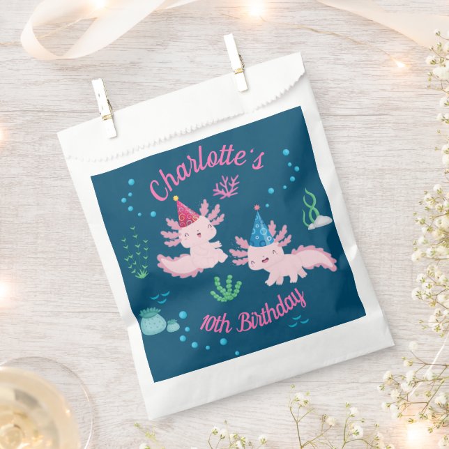 Sachets En Papier Amusants à l'Axolotl Anniversaire (Coupé)
