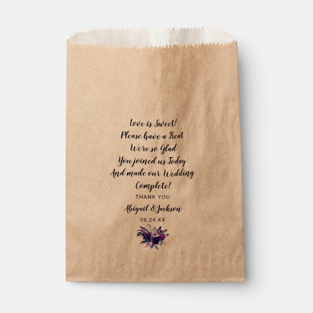 Sachets En Papier Amusants Mariage Réception L'amour est doux Avoir  (Devant)