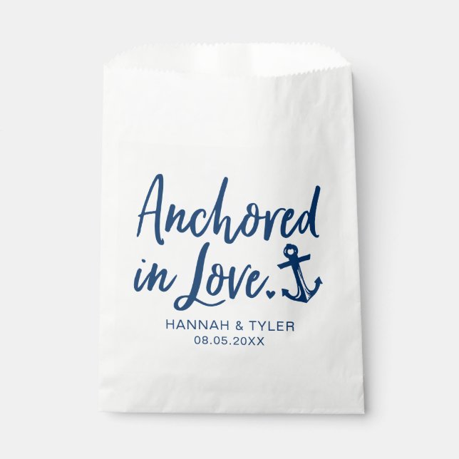 Sachets En Papier Ancré Dans Love Beach Mariage Nautique (Devant)