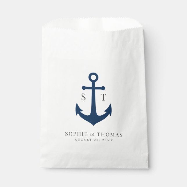 Sachets En Papier Ancre de couleur modifiable Monogramme Mariage nau (Devant)