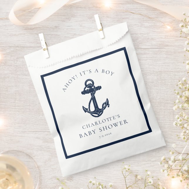 Sachets En Papier Ancre nautique Baby shower de garçon côtier (Coupé)