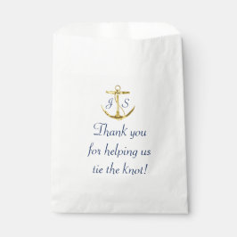 Sachets En Papier Ancre nautique Gold Marine Mariage bleu Merci