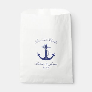 Sachets En Papier Ancre nautique Marine Blue Mariage Amour et merci