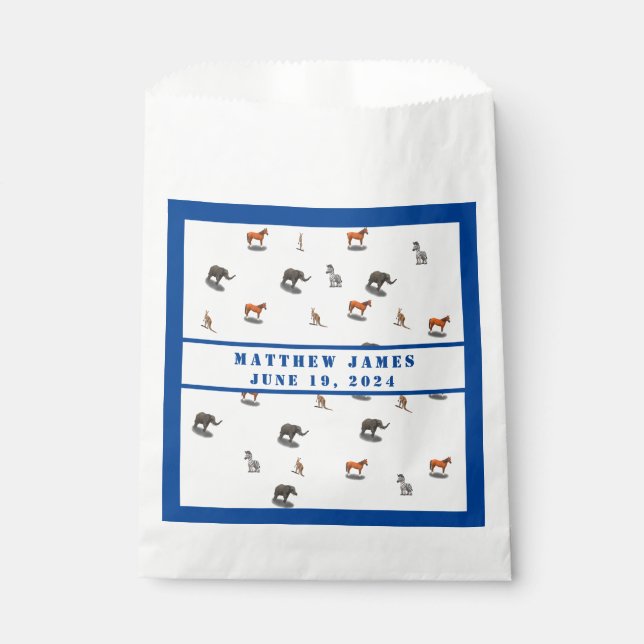 Sachets En Papier Animaux agressés Baby shower à thème (Devant)