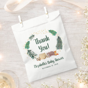 Sachets En Papier Animaux boisés rustiques Baby shower Merci