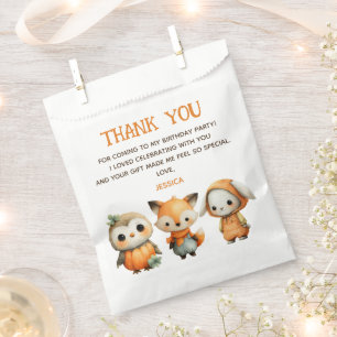 Sachets En Papier Animaux de la forêt Merci pour l'anniversaire des