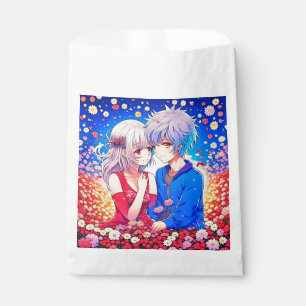 Sachets En Papier Anime Couple Love Fleurs et Coeurs