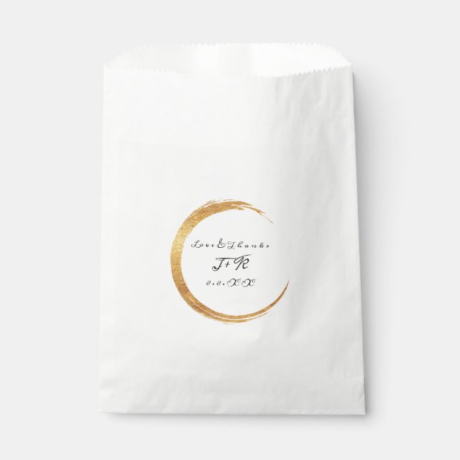 Sachets En Papier Anneau doré Merci Monogramme noir blanc (Devant)