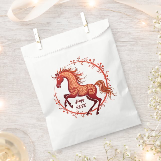 Sachets En Papier Année du cheval 2026 (Coupé)