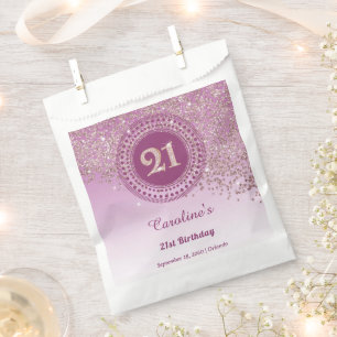 Sachets En Papier Anniversaire 21 ans Paillettes Rose Gold Brillan