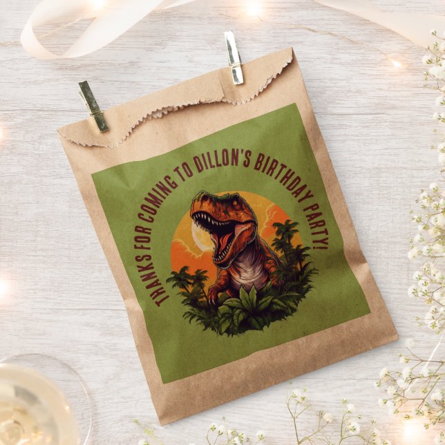Sachets En Papier Anniversaire de Dinosaur Rawr (Coupé)