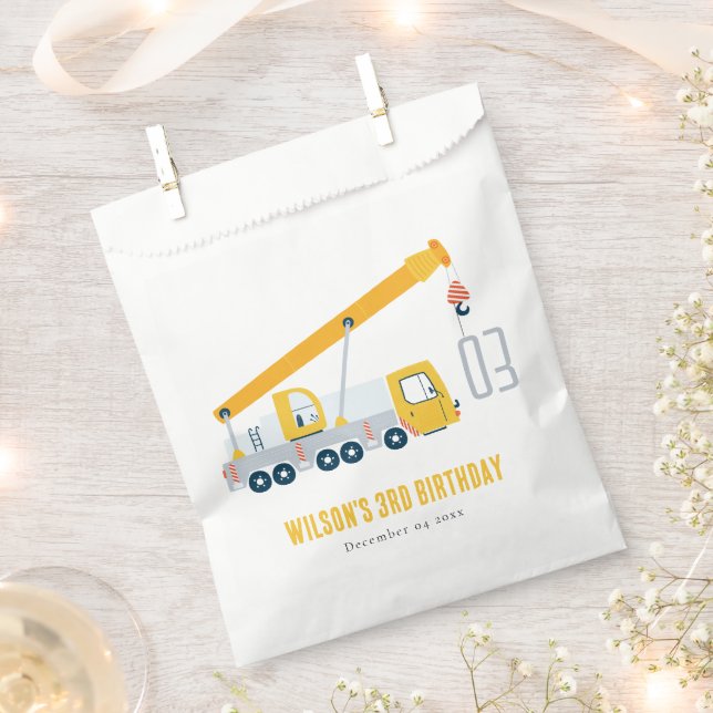 Sachets En Papier Anniversaire de enfant du véhicule de construction (Coupé)