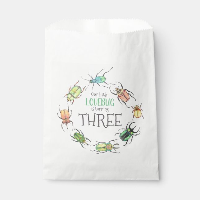 Sachets En Papier Anniversaire de enfant Love Bugs Beetles (Devant)