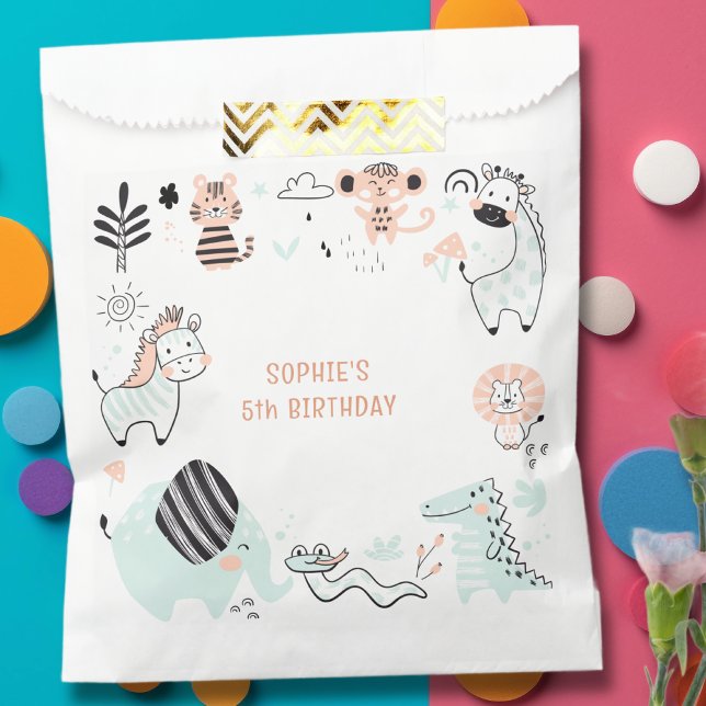 Sachets En Papier Anniversaire de enfant sauvage d'animaux de safari (Créateur téléchargé)