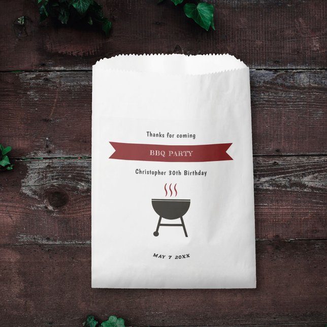 Sachets En Papier Anniversaire de la fête du barbecue (BBQ Party Birthday Favor Bag)