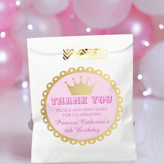 Sachets En Papier Anniversaire de la princesse royale rose (Créateur téléchargé)