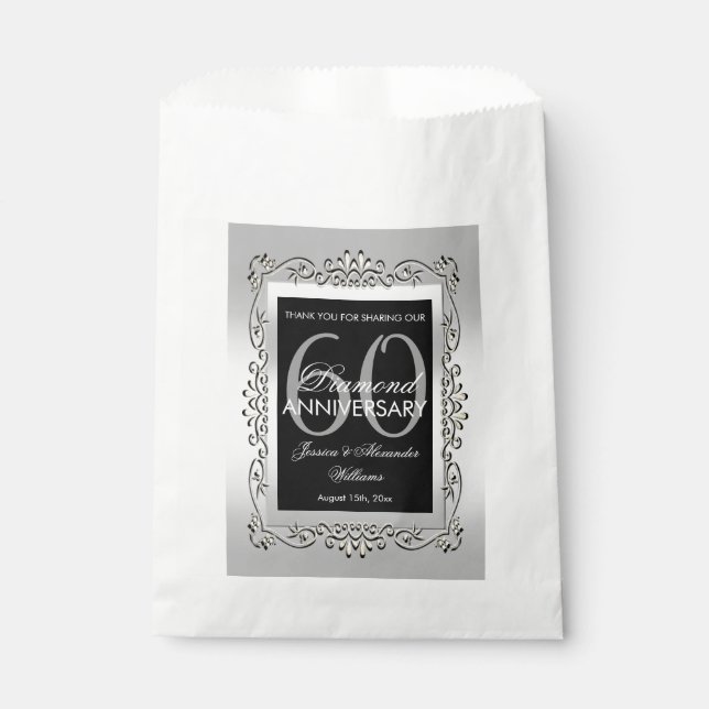 Sachets En Papier Anniversaire de mariage décoratif élégant d'argent (Devant)