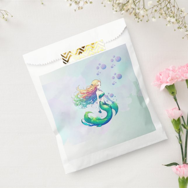 Sachets En Papier Anniversaire de sirène pourpre et or sous la mer (Scellé)