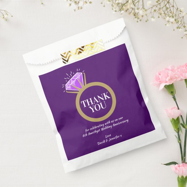 Sachets En Papier Anniversaire du mariage Amethyst merci violet (Scellé)